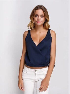 Zara Trafaluc Satin Crop Top Wrap Waistcoat